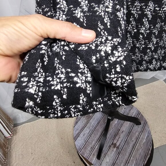 Live A Little Black Grey Houndstooth Preppy Retro Wool Y2K Winter Jacket PL - Picture 4 of 14